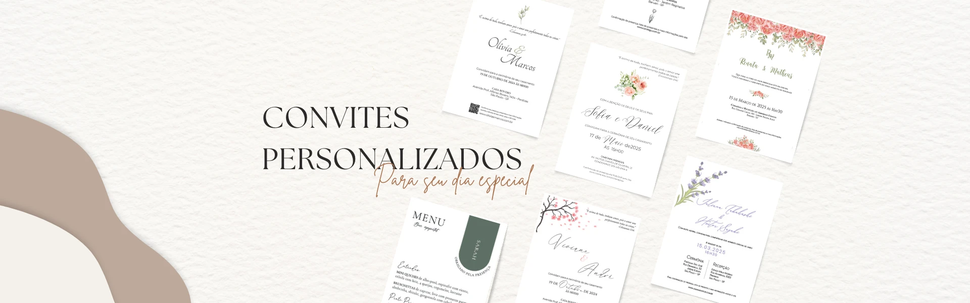 Imagem de capa escrito: Convites personalizados para seu dia especial