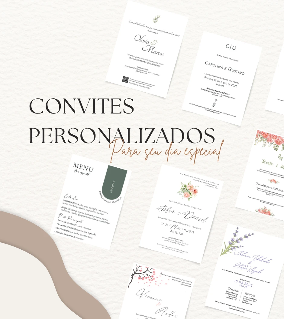 Imagem de capa escrito: Convites personalizados para seu dia especial